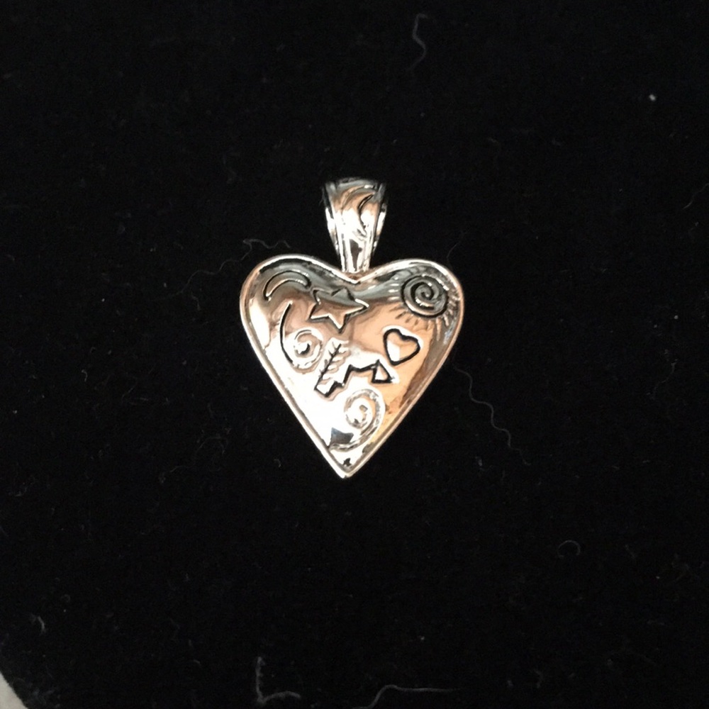 Silver Tone Two Sided Heart Pendant